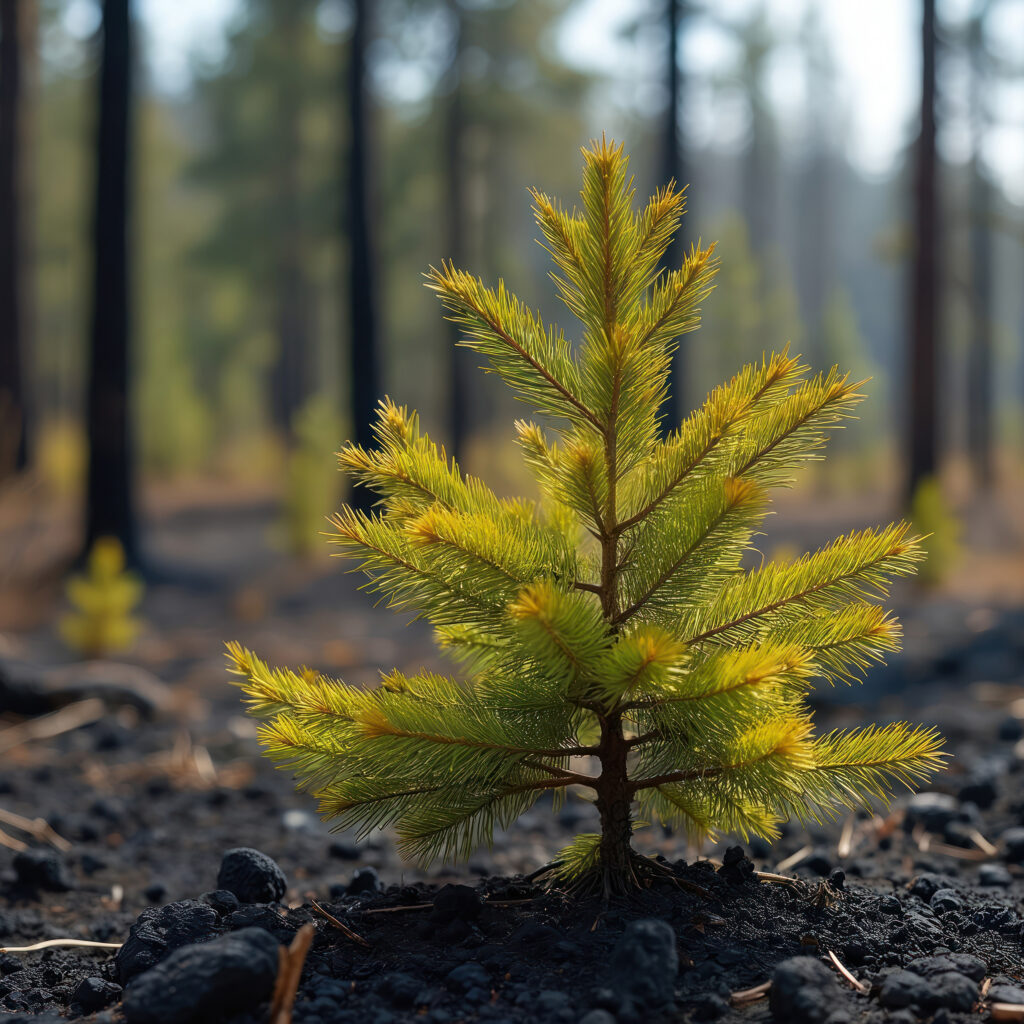 Tree Regrowing After Wildfire